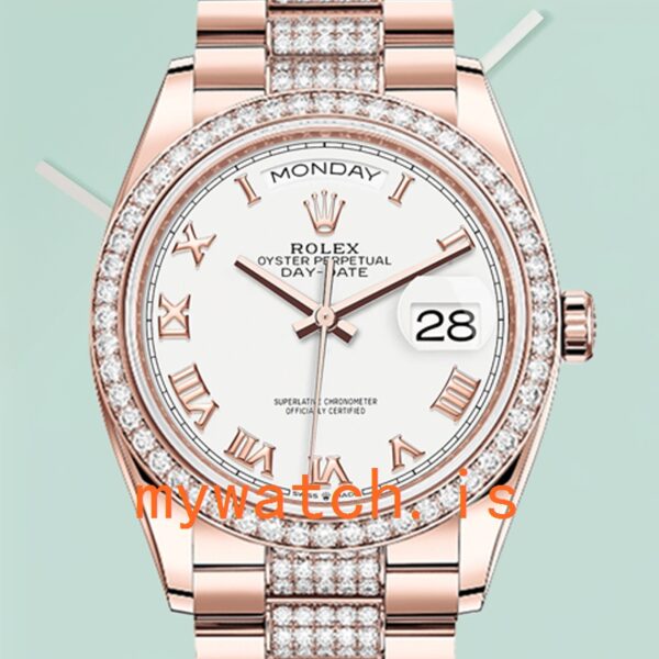 Rolex Day-Date 36mm Mens m128345rbr-0055 White Dial Diamond Bezel: Genuine vs. Replica