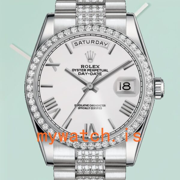 Rolex Day-Date 118346 36mm Mens Silver-tone Diamond Bezel: A Timeless Masterpiece