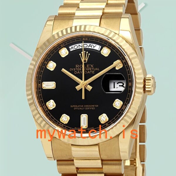 Rolex Day-Date 36mm Mens 118238BKDP Black Dial: Genuine vs. Replica Analysis